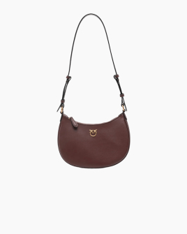 Сумка Pinko Half Moon Mini Fl Vitello Seta через плечо с бронзовой фурнитурой в гладкой коже бордовый 17x6х25 см 102790A0F1R49Q