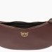 Сумка Pinko Half Moon Mini Fl Vitello Seta через плечо с бронзовой фурнитурой в гладкой коже бордовый 17x6х25 см 102790A0F1R49Q
