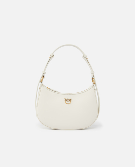 Сумка Pinko Mini Love Bag Half Moon Simply через плече з бронзовою фурнітурою у гладкій шкірі Біла 19x7х26 см 102790A0F1Z14Q