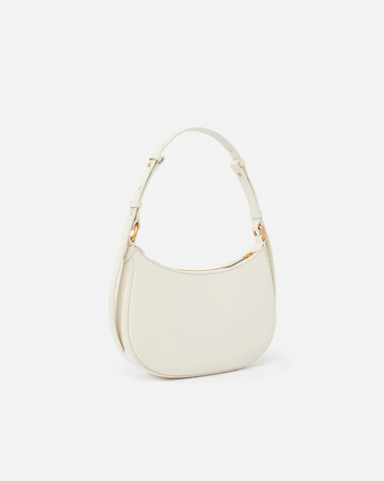 Сумка Pinko Mini Love Bag Half Moon Simply через плечо с бронзовой фурнитурой в гладкой коже Белая 19x7х26 см 102790A0F1Z14Q