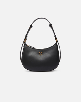 Сумка Pinko Mini Love Bag Half Moon Simply через плече з бронзовою фурнітурою у гладкій шкірі чорна 19x9х26 см 102790A0F1Z99Q