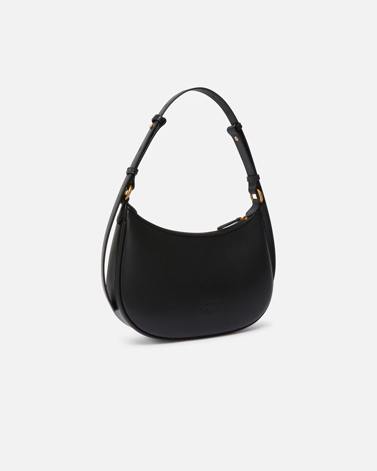 Сумка Pinko Mini Love Bag Half Moon Simply через плечо с бронзовой фурнитурой в гладкой коже черная 19x9х26 см 102790A0F1Z99Q