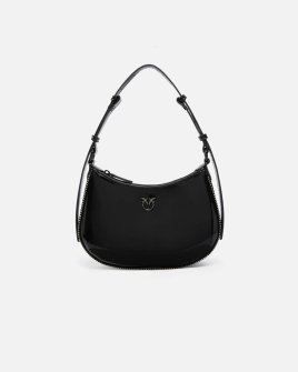 Сумка Pinko Patent Half через плечо с стразами в гладкой лакированой коже черная 25x7х16 см 102790A20GZ99B