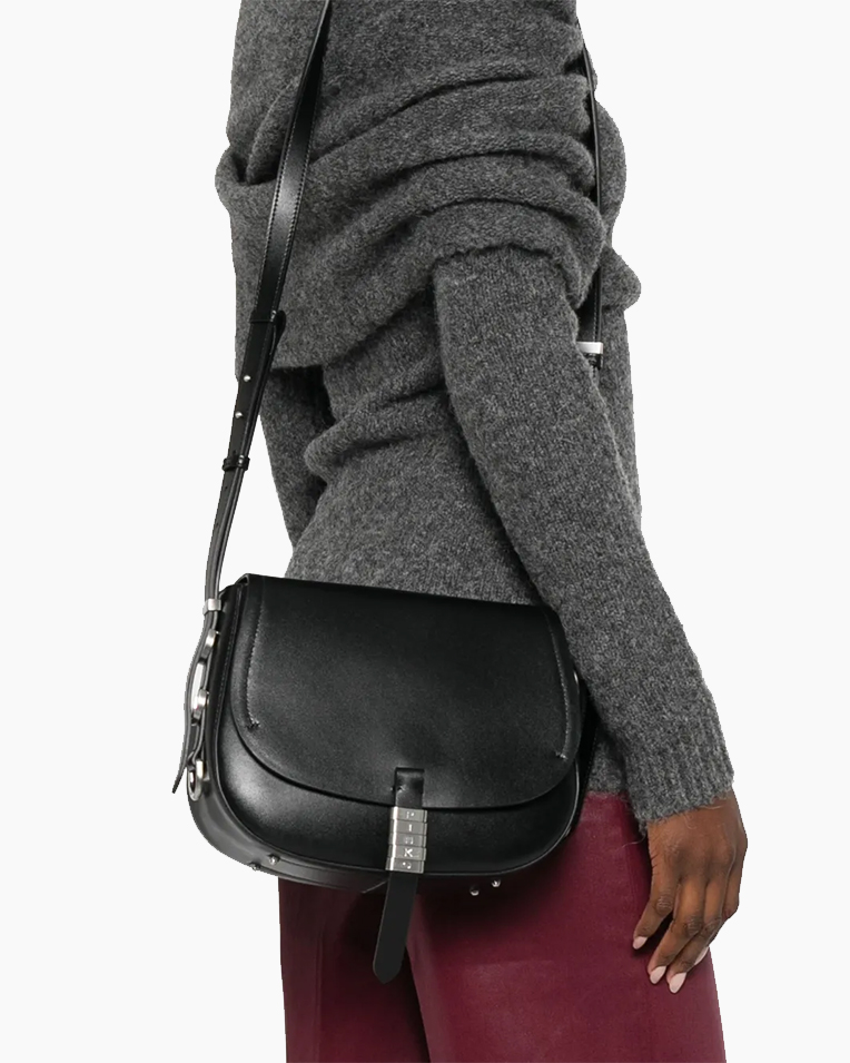 Сумка Pinko Saddle Classic Con Nodi через плечо в гладкой коже с серебряной фурнитурой черный 24x8.5x20 см 103830A1ZXZ99E