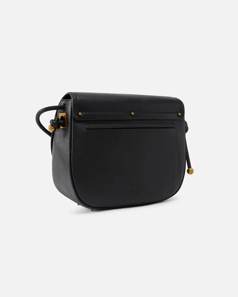 Сумка Pinko Classic Saddle через плечо с бронзовой фурнитурой в гладкой коже черный 18x9х25 см 103830A1ZXZ99Q