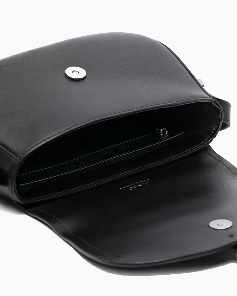 Сумка Pinko Saddle Mini Con Nodi через плече у гладкій шкірі зі срібною фурнітурою чорний 22x7х17 см 103831A1ZX99E