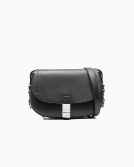 Сумка Pinko Saddle Mini Con Nodi через плечо в гладкой коже с серебряной фурнитурой черный 22x7х17 см 103831A1ZX99E