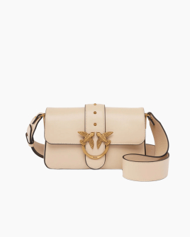 Сумка Pinko Love One Slouchy Fl Vitello Morbido через плече з бронзовою фурнітурою в гладкій шкірі бежевий 21x6х13 см 104340A0QOC50Q