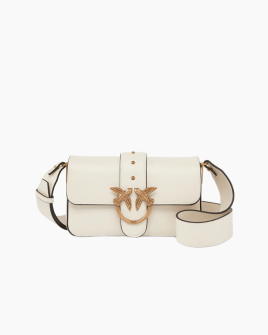 Сумка Pinko Love One Slouchy Fl Vitello Morbido через плече з бронзовою фурнітурою в гладкій шкірі білий 21x6х13 см 104340A0QOZ14Q