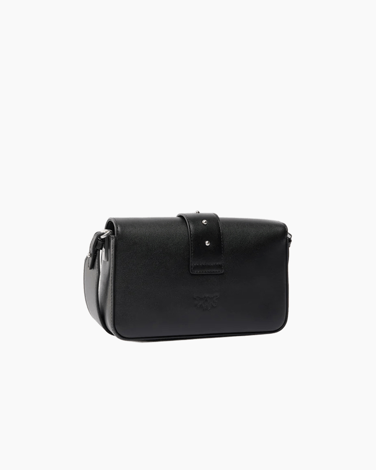 Сумка Pinko Love One Mini Slouchy Fl Vitello Morbido через плечо с серебряной фурнитурой в гладкой коже черный 21x6х13 см 104340A0QOZ99E