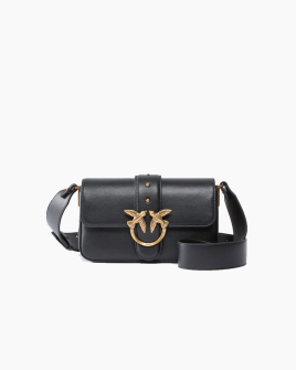 Сумка Pinko Mini Love Bag One Slouchy через плечо с бронзовой фурнитурой в гладкой коже черный 21x6х13 см 104340A0QOZ99Q