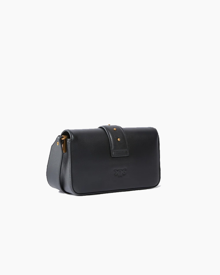 Сумка Pinko Mini Love Bag One Slouchy через плечо с бронзовой фурнитурой в гладкой коже черный 21x6х13 см 104340A0QOZ99Q