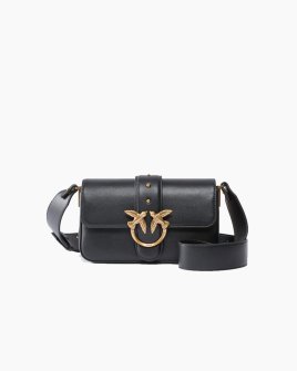 Сумка Pinko Mini Love Bag One Slouchy через плечо с бронзовой фурнитурой в гладкой коже черный 21x6х13 см 104340A0QOZ99Q