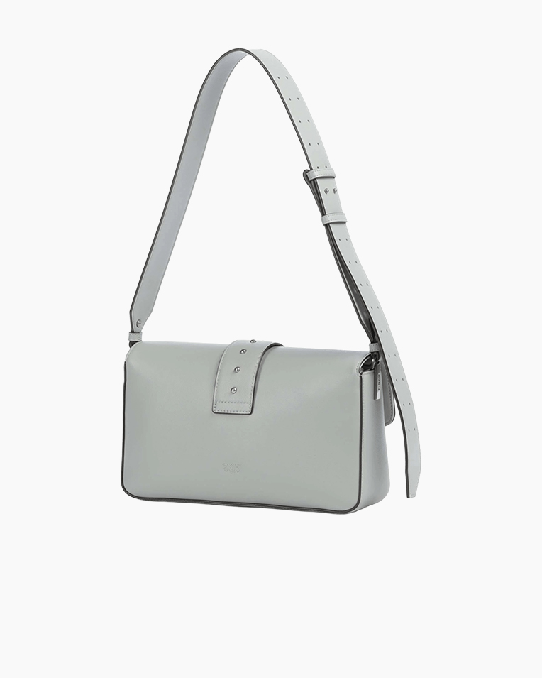 Сумка Pinko Love One Classic Slouchy Fl Vitello Morbido через плечо с серебряной фурнитурой в гладкой коже серо голубой 15x7х27 см 104524A0QOK32O