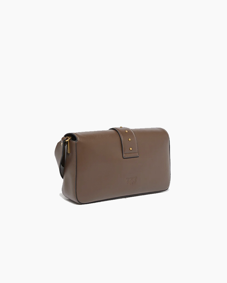 Сумка Pinko Classic Love Bag One Classic Slouchy через плече з бронзовою фурнітурою в гладкій коричневій шкірі 15x7х27 см 104524A0QOL74Q