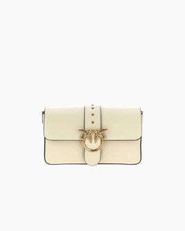 Сумка Pinko Love One Slouchy Fl Vitello Morbido через плече з бронзовою фурнітурою в гладкій шкірі білий 15x7х27 см 104524A0QOZ14Q