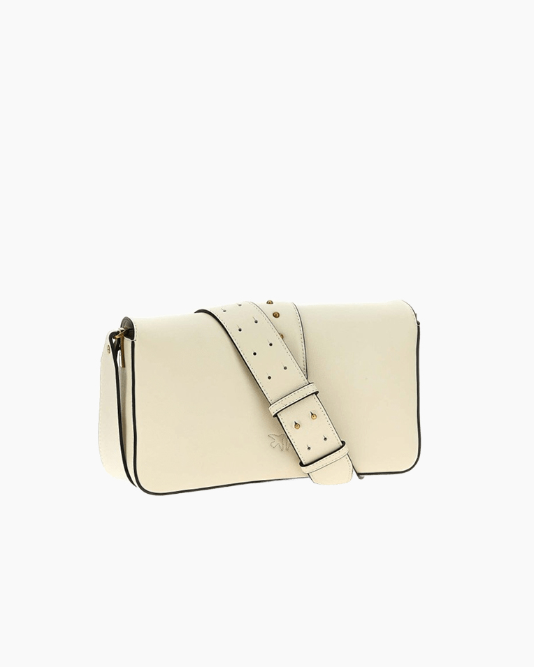 Сумка Pinko Love One Classic Slouchy Fl Vitello Morbido через плечо с бронзовой фурнитурой в гладкой коже белый 15x7х27 см 104524A0QOZ14Q