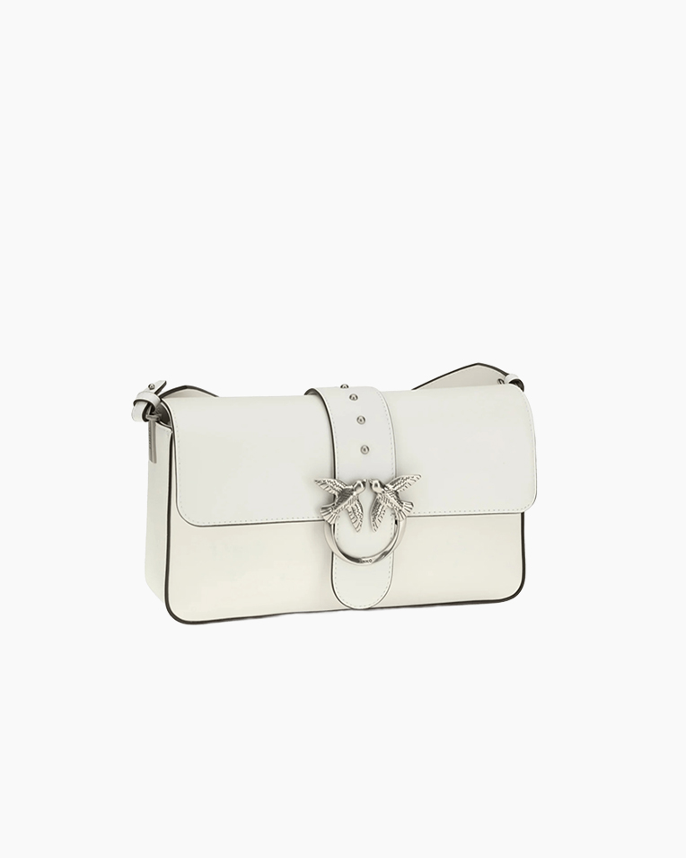 Сумка Pinko Love One Classic Slouchy Fl Vitello Morbido через плечо с серебряной фурнитурой в гладкой коже белый 15x7х27 см 104524A0QOZ15O