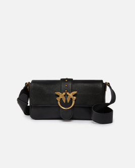 Сумка Pinko Love Bag One Classic Slouchy через плече з бронзовою фурнітурою в гладкій шкірі чорний 15x7х27 см 104524A0QOZ99Q