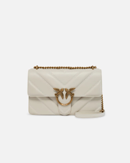 Сумка Pinko Classic Love Bag Classic Light через плече з бронзовою фурнітурою у гладкій шкірі молочний 17x7x27 см 104549A26ZZ14Q