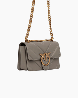 Сумка Pinko Love bag mini chevron-quilted через плече з бронзовою фурнітурою сірий шкіра 11x5х19 см 104550A2OSI68Q
