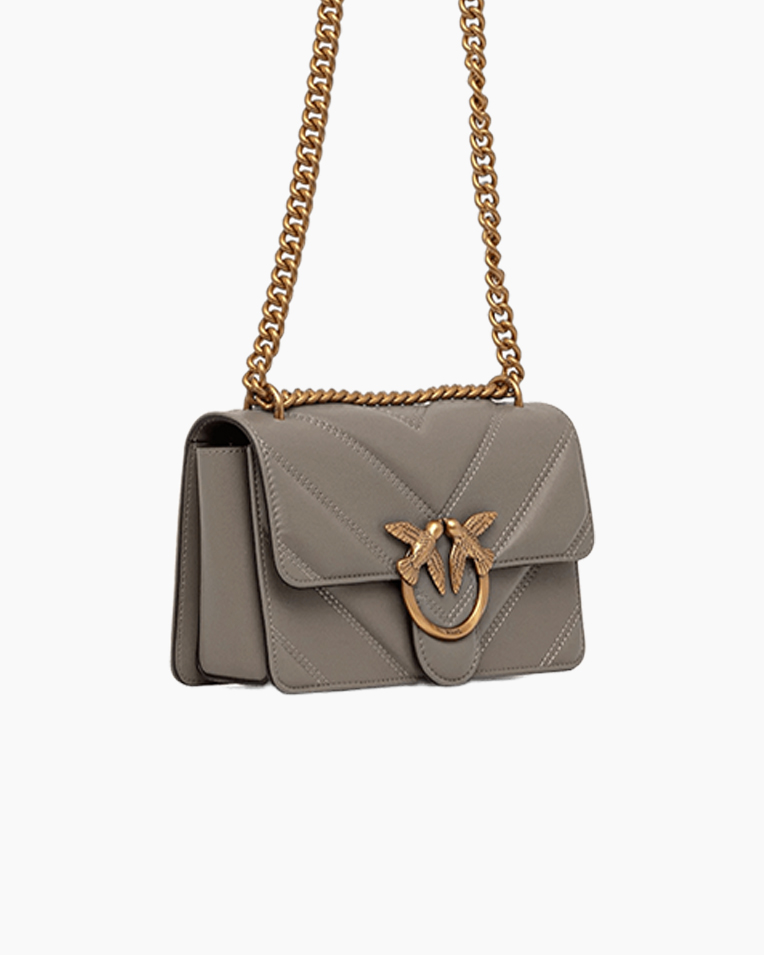 Сумка Pinko Love bag mini chevron-quilted через плечо с бронзовой фурнитурой кожа серый 11x5х19 см 104550A2OSI68Q