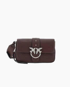 Сумка Pinko Mini Love Bag Slouchy Zip Mini через плечо с серебряной фурнитурой в гладкой коже бордовая 22х14х7 см 105345A2JGL74E