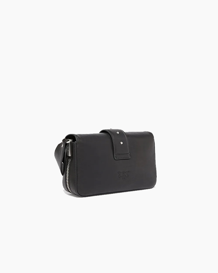 Сумка Pinko Mini Love Bag Slouchy Zip Mini через плечо с серебряной фурнитурой в гладкой коже черная 22х14х7 см 105345A2JGZ99E