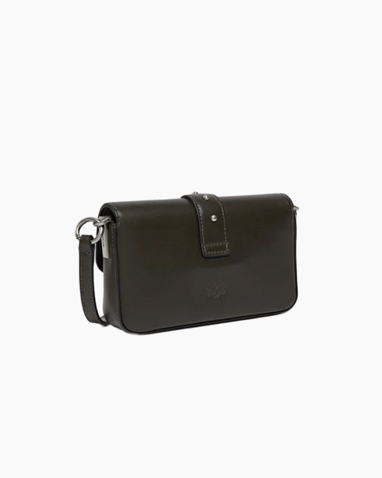 Сумка Pinko Love One Slouchy Baby Vitello Morbido через плечо с серебряной фурнитурой в коже шоколад 10x3х18 см 105353A0QOK35O