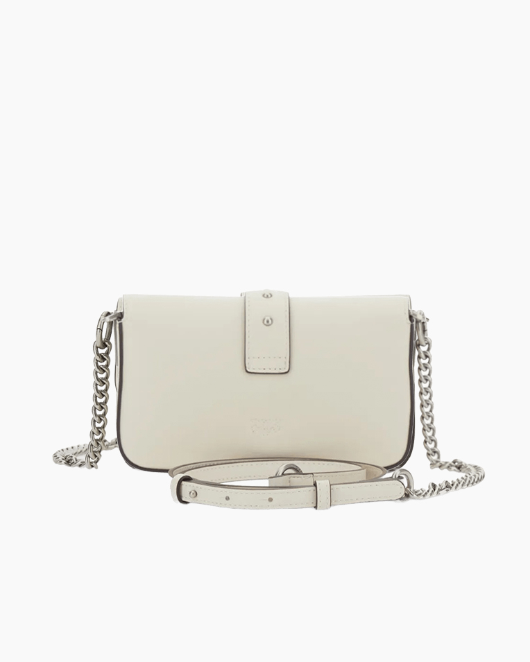Сумка Pinko Love One Slouchy Baby Vitello Morbido через плечо с серебряной фурнитурой в коже белый 10x3х18 см 105353A0QOZ14O