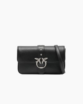 Сумка Pinko Love One Slouchy Baby Vitello Morbido через плечо с серебряной фурнитурой в коже черный 10x3х18 см 105353A0QOZ99O