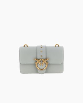 Сумка Pinko Love One Mini st. Cl vitello Seta через плечо с бронзовой фурнитурой в гладкой коже серо голубой 13x7х21 см 105856A0F1K32Q