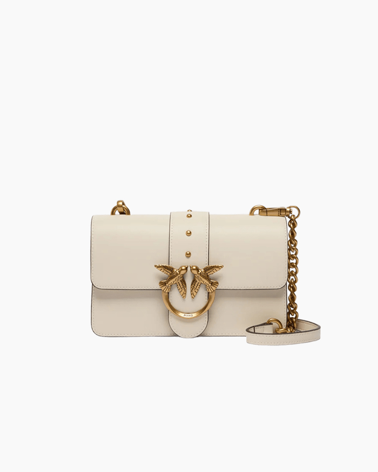 Сумка Pinko Love One Mini st. Cl vitello Seta через плече з бронзовою фурнітурою в гладкій шкірі білий 13x7х21 см 105856A0F1Z14Q