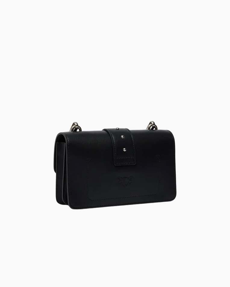 Сумка Pinko Love One Mini st. Cl vitello Seta через плечо с серебряной фурнитурой в гладкой коже черный 13x7х21 см 105856A0F1Z99O