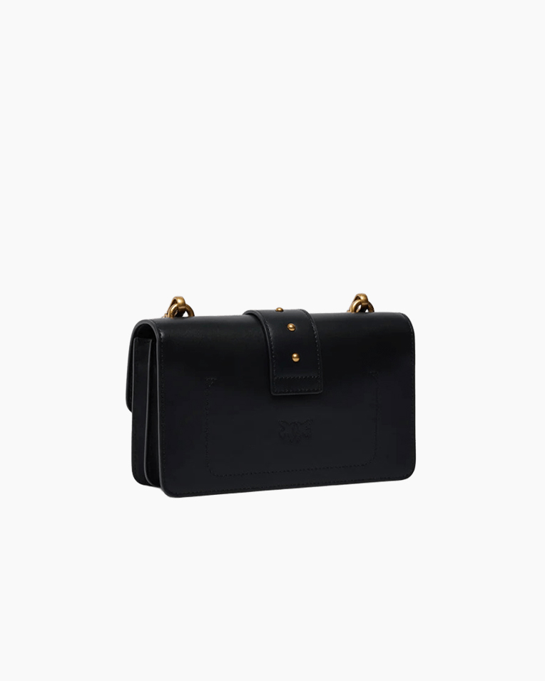 Сумка Pinko Love One Mini st. Cl vitello Seta через плечо с бронзовой фурнитурой в гладкой коже черный 13x7х21 см 105856A0F1Z99Q