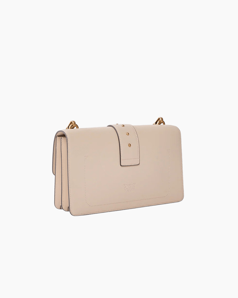 Сумка Pinko Love One Classic st. Cl Vitello Seta через плечо с бронзовой фурнитурой в гладкой коже бежевый 15x7х27 см 105857A0F1C50Q