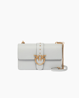 Сумка Pinko Love One Classic st. Cl Vitello Seta через плечо с бронзовой фурнитурой в гладкой коже серо голубой 15x7х27 см 105857A0F1K32Q