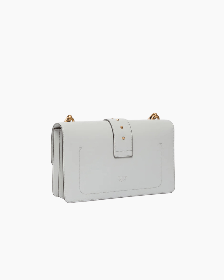 Сумка Pinko Love One Classic st. Cl Vitello Seta через плечо с бронзовой фурнитурой в гладкой коже серо голубой 15x7х27 см 105857A0F1K32Q