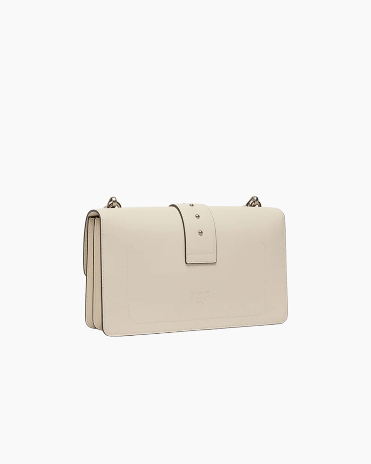 Сумка Pinko Love One Classic st. Cl Vitello Seta через плече зі срібною фурнітурою в гладкій шкірі білий 15x7х27 см 105857A0F1Z14O