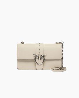 Сумка Pinko Love One Classic st. Cl Vitello Seta через плечо с бронзовой фурнитурой в гладкой коже белый 15x7х27 см 105857A0F1Z14O