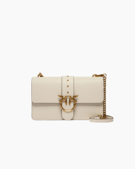 Сумка Pinko Love One Classic st. Cl Vitello Seta через плечо с бронзовой фурнитурой в гладкой коже белый 15x7х27 см 105857A0F1Z14Q