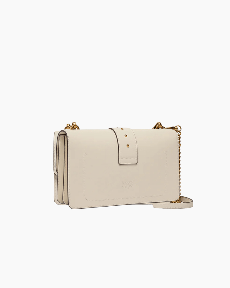 Сумка Pinko Love One Classic st. Cl Vitello Seta через плечо с бронзовой фурнитурой в гладкой коже белый 15x7х27 см 105857A0F1Z14Q