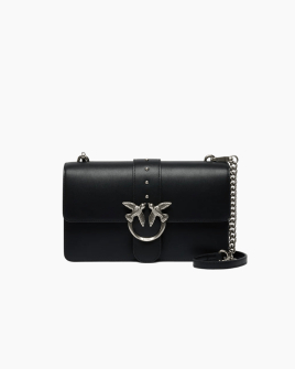 Сумка Pinko Love One Classic st. Cl Vitello Seta через плече зі срібною фурнітурою у гладкій шкірі чорний 15x7х27 см 105857A0F1Z99O
