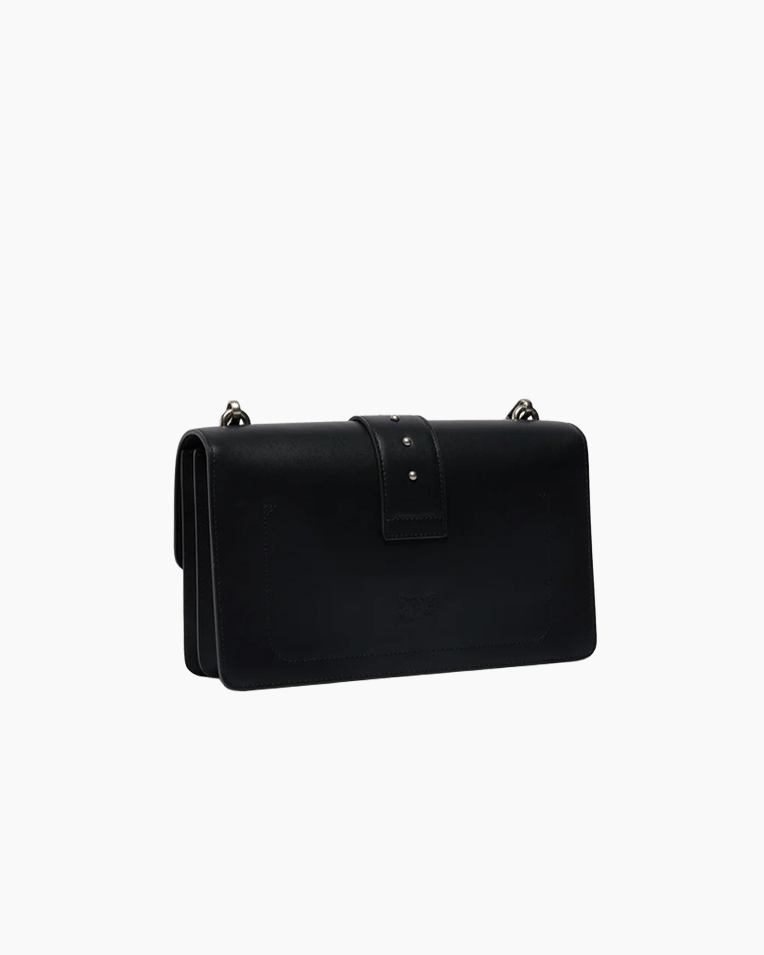 Сумка Pinko Love One Classic st. Cl Vitello Seta через плечо с серебряной фурнитурой в гладкой коже черный 15x7х27 см 105857A0F1Z99O