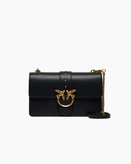 Сумка Pinko Love One Classic st. Cl Vitello Seta через плече з бронзовою фурнітурою в гладкій шкірі чорний 15x7х27 см 105857A0F1Z99Q