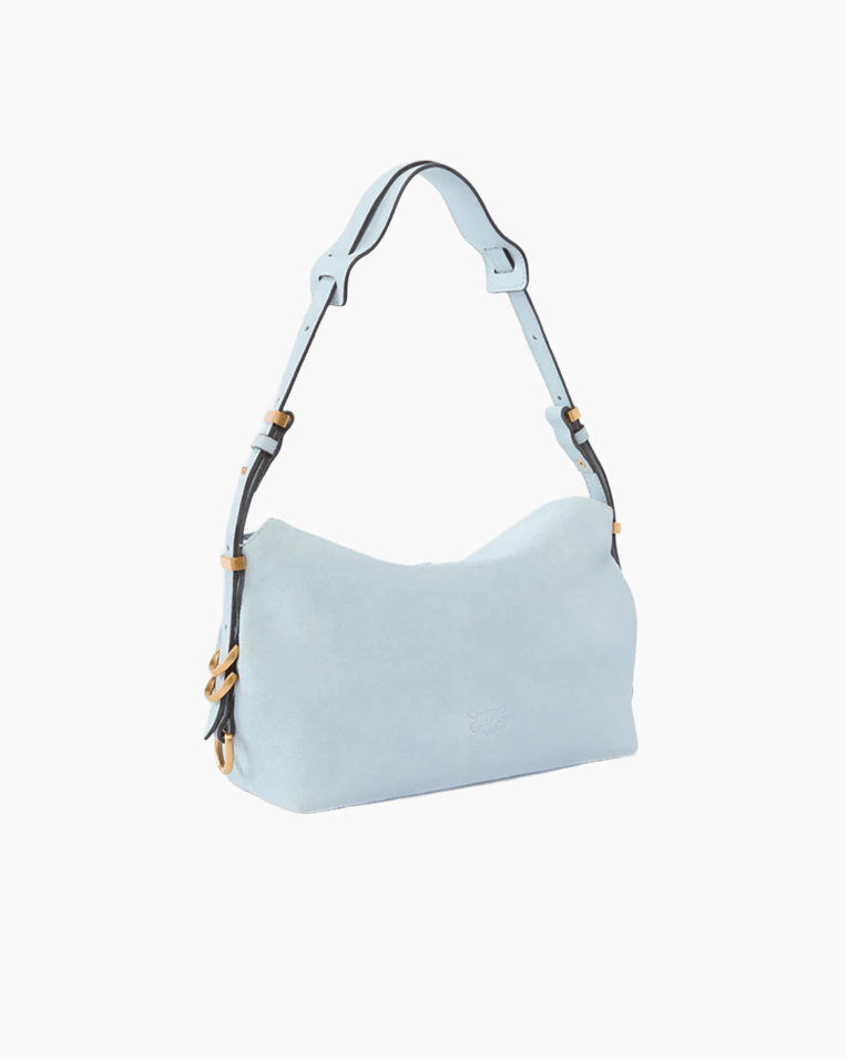 Сумка Pinko Saddle Horizontal Mini Suede через плечо замша голубой 18x10х28 см 105895A0F6E37Q