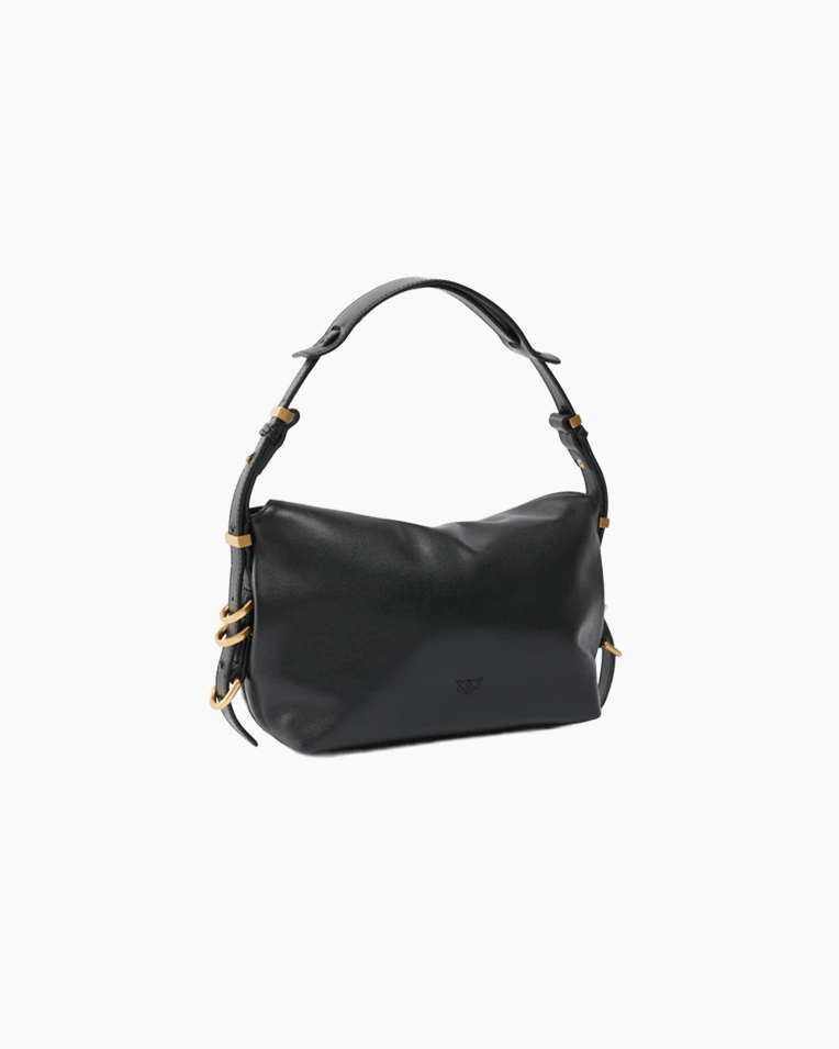 Сумка Pinko Saddle Mini Bag In Pelle через плечо в гладкой коже с бронзовой фурнитурой черный 23x10х17 см 105895A1ZXZ99Q