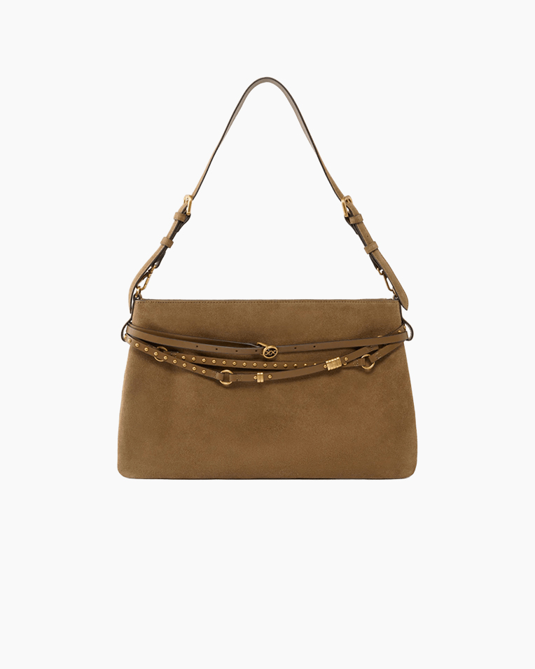 Сумка Pinko Belt Bag Big Suede через плечо замша карамель 25x7х40 см 105903A0F6L17Q