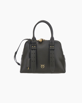 Сумка из гладкой кожи Pinko Bowling Bag Medium с бронзовой фурнитурой, коричневая 30x13х23 см 105906A0QOK35Q