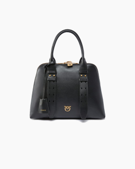 Сумка з гладкої шкіри Pinko  Bowling Bag Medium з бронзовою фурнітурою, чорна 30x13х23 см 105906A0QOZ99Q
